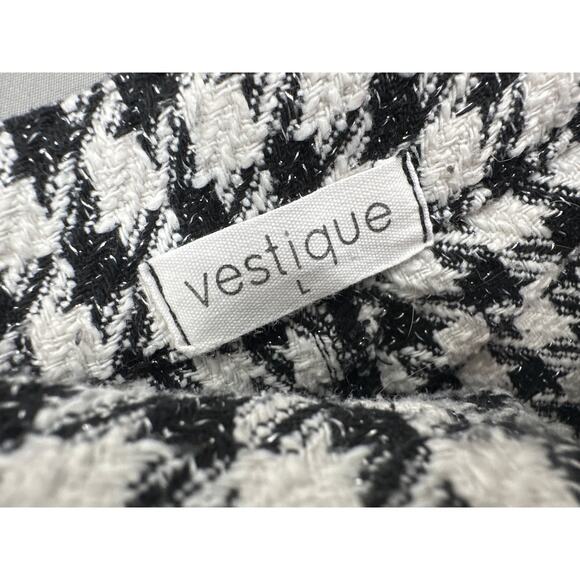 Vestique Shorts Womens Large Black High Rise Tweed Plaid White Houndstooth - Picture 2 of 9